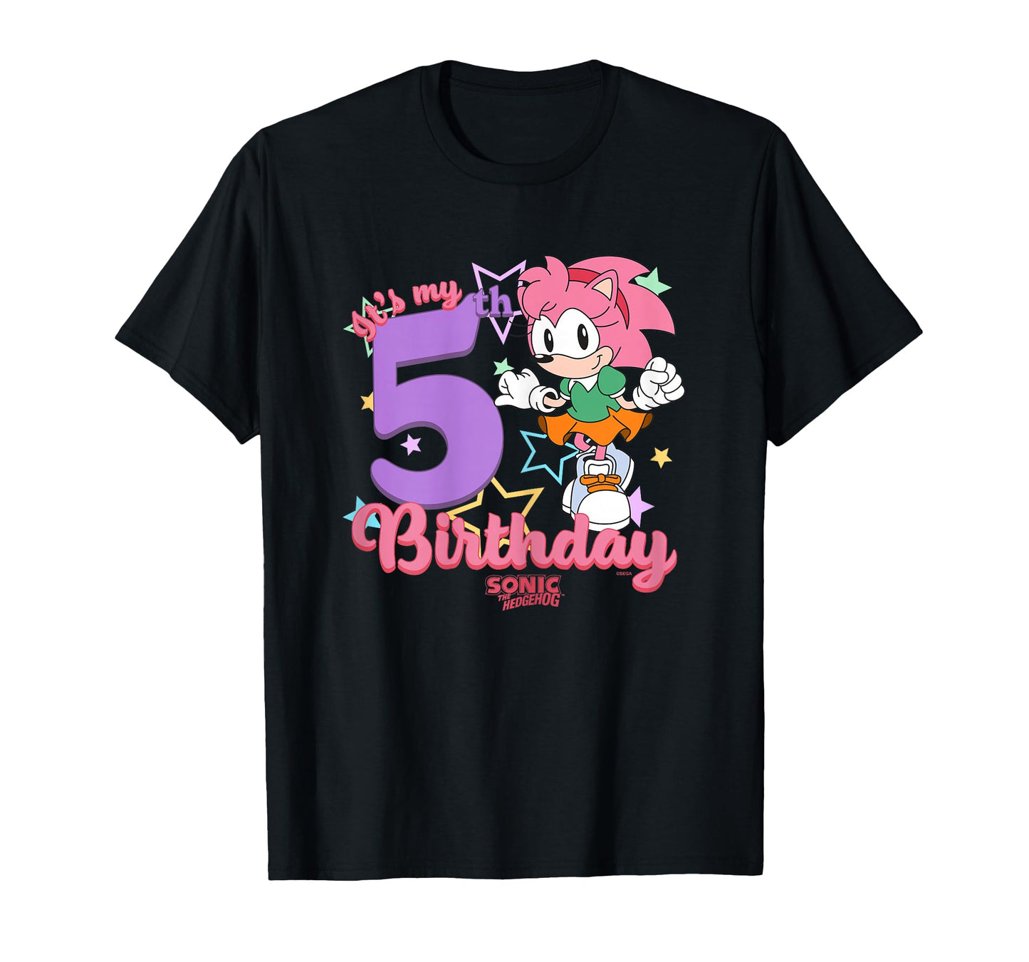 Sonic The Hedgehog It's My 5th Birthday Amy Rose Vintage Art T-Shirt