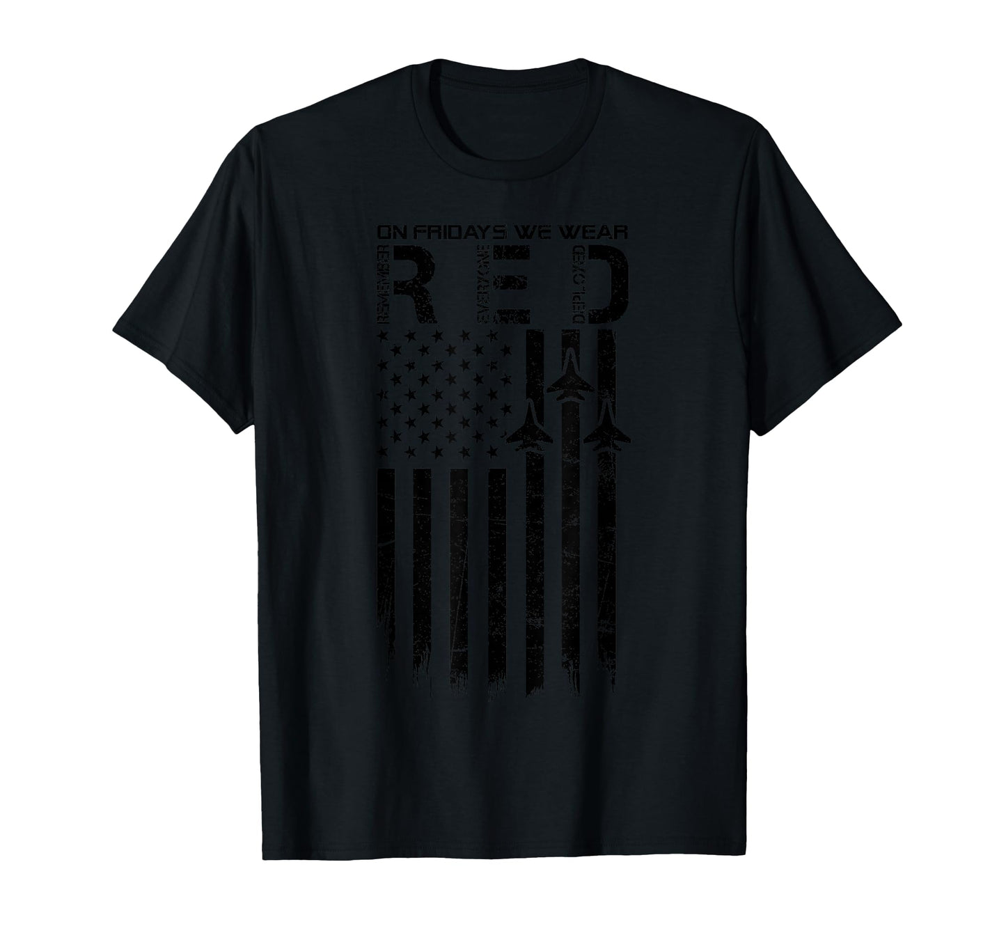 On Fridays We Wear Red Distressed Flag USA Air Force Support T-Shirt