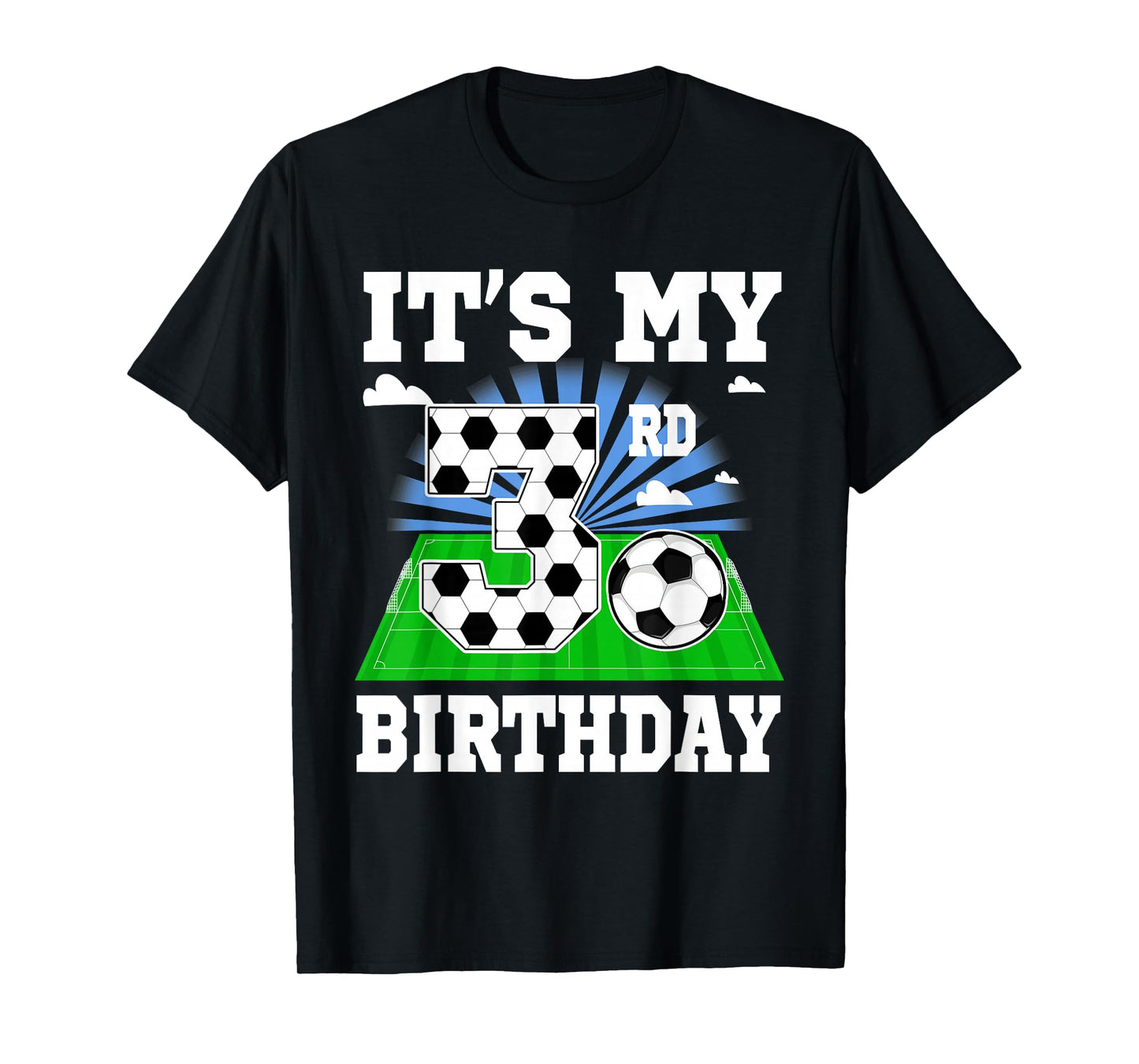 3 Year Old Boy It's My 3rd Birthday Soccer Theme Party T-Shirt