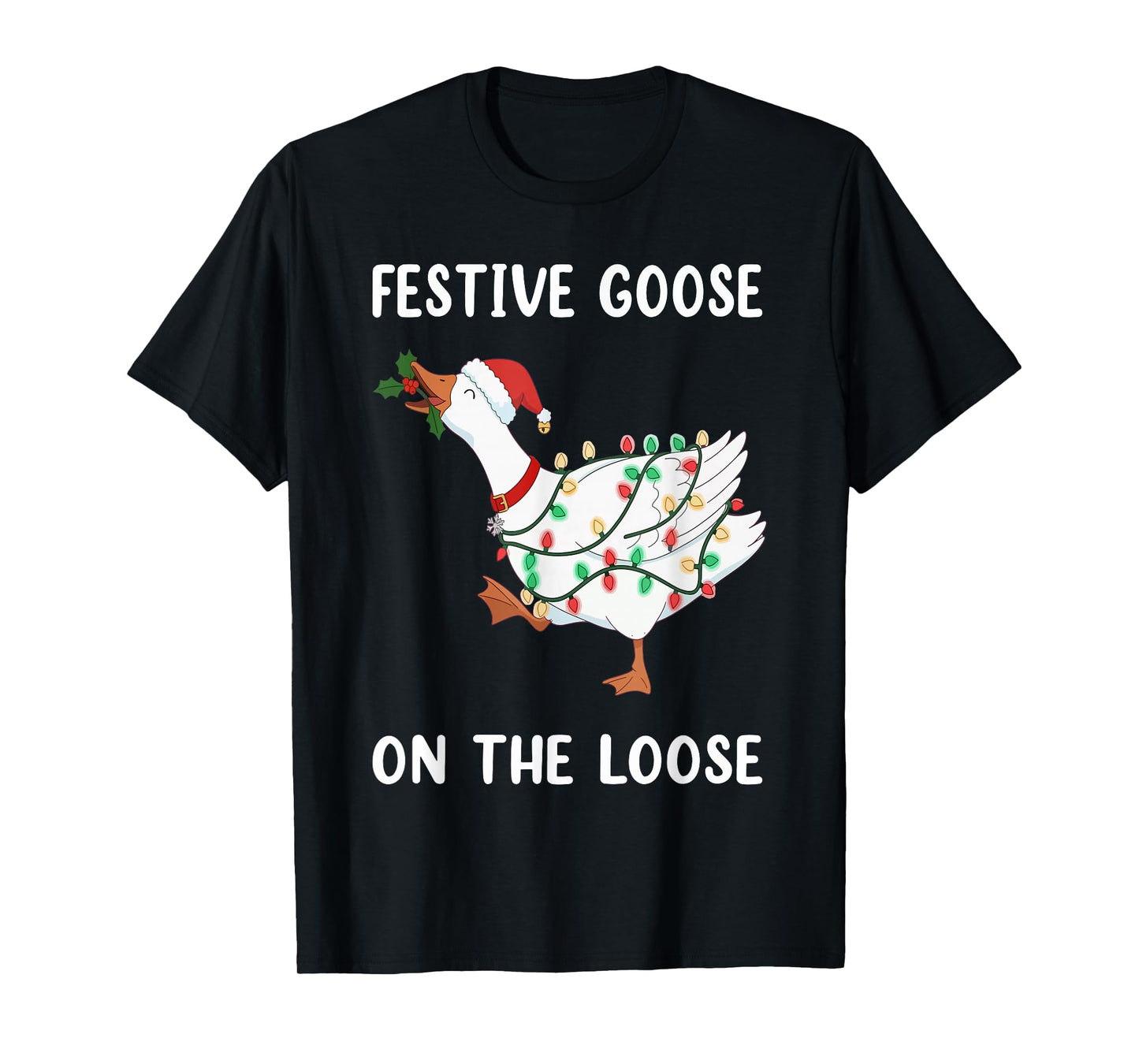 Vintage Funny Festive Goose on The Loose Christmas Humor T-Shirt