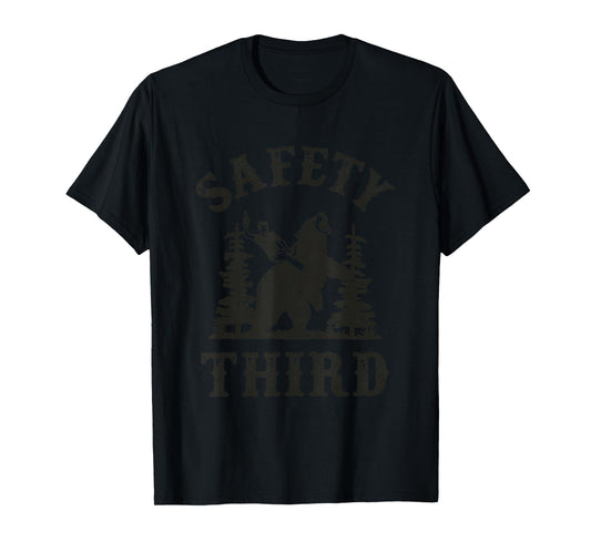 Safety Third Funny Cowboy Riding Bear Sarcastic Safety T-Shirt