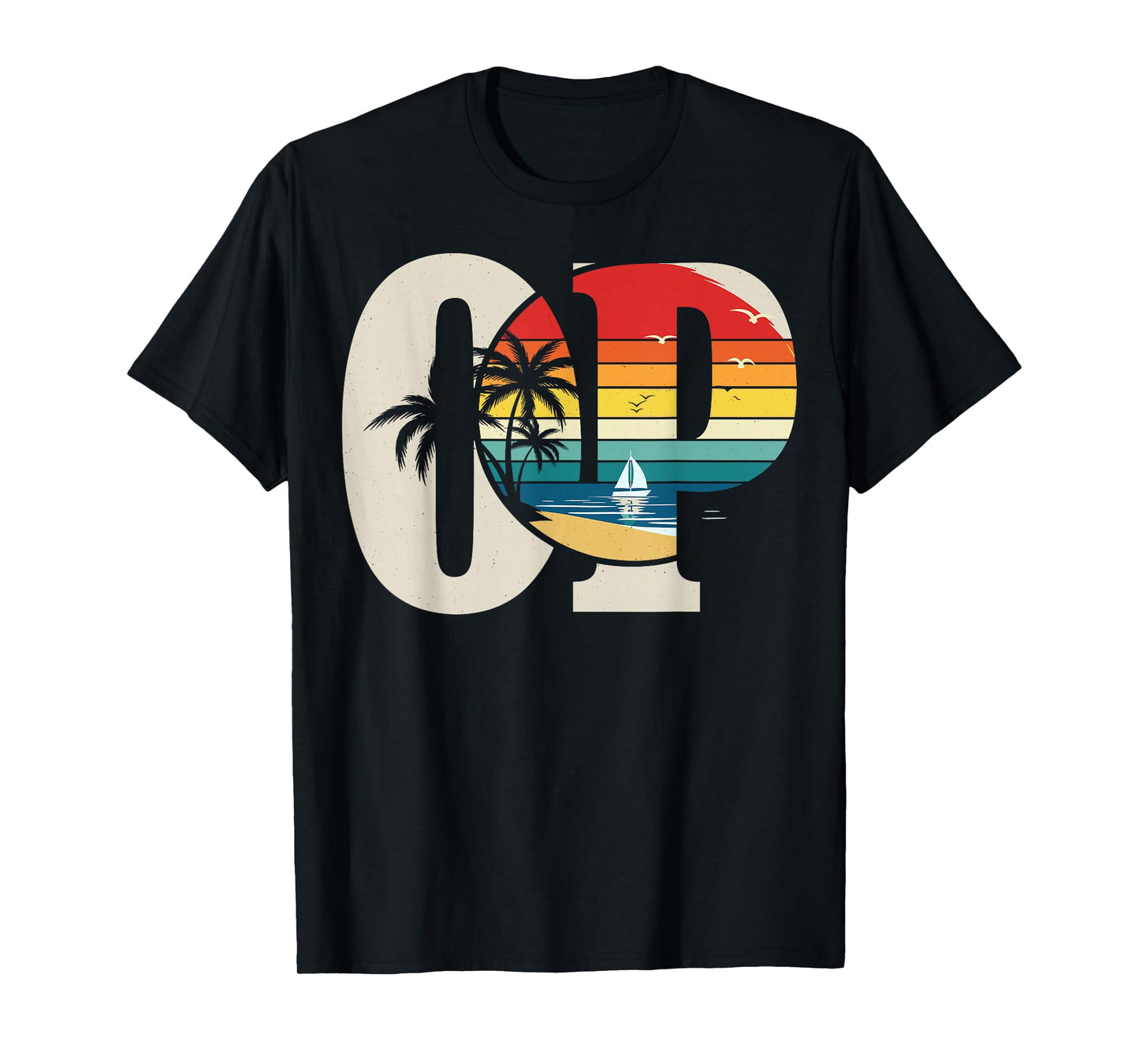 Op Ocean Vintage Pacific Beach Sun Palm Trees Retro T-Shirt