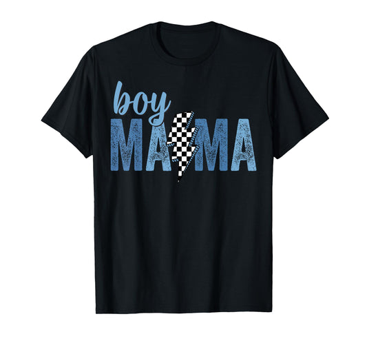 Retro Boy Mama Mother's Day 2026 Checkered Women Kids T-Shirt