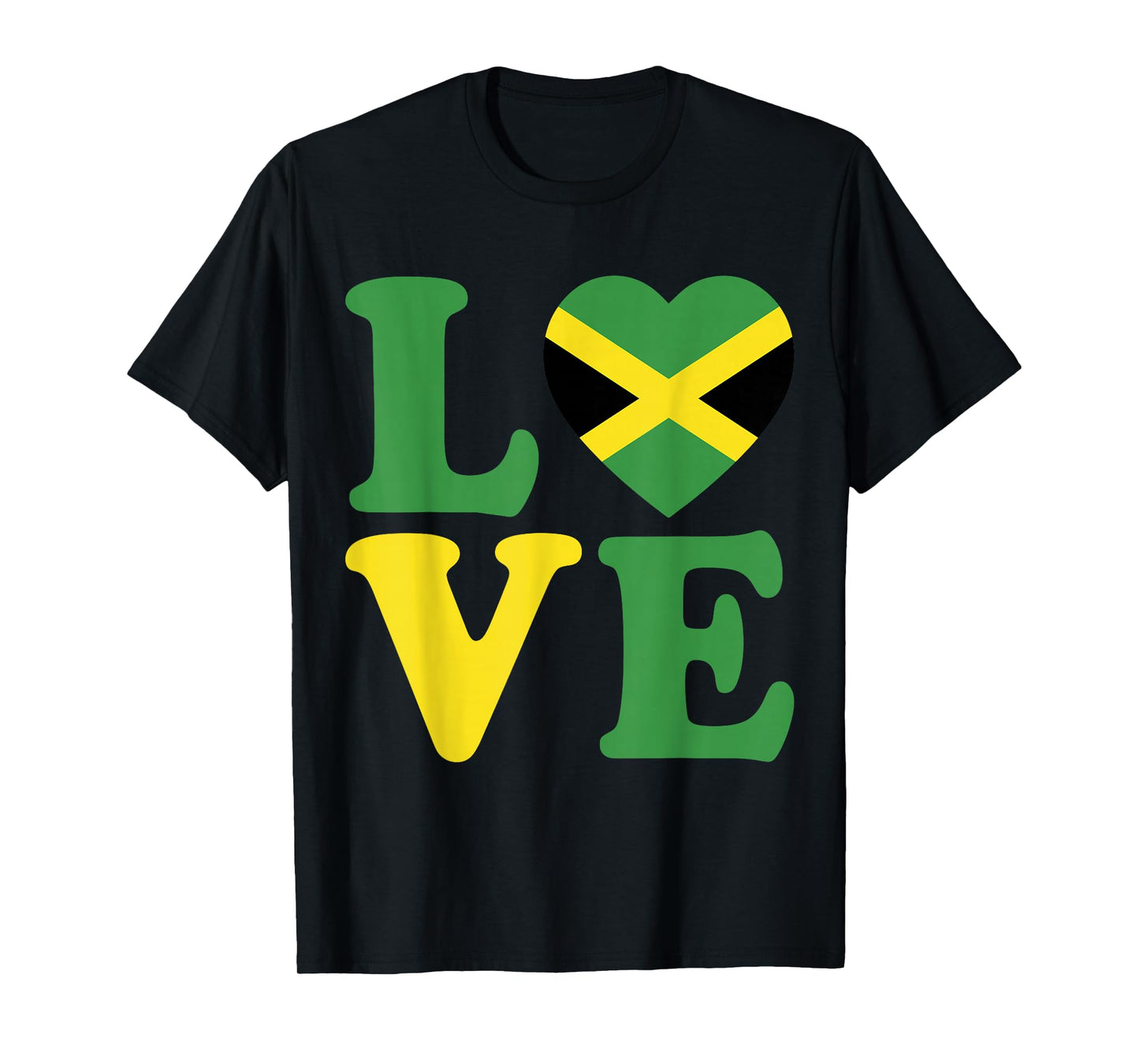 Jamaica Flag Heart Proud Jamaican Roots Lover Kids Men Women T-Shirt