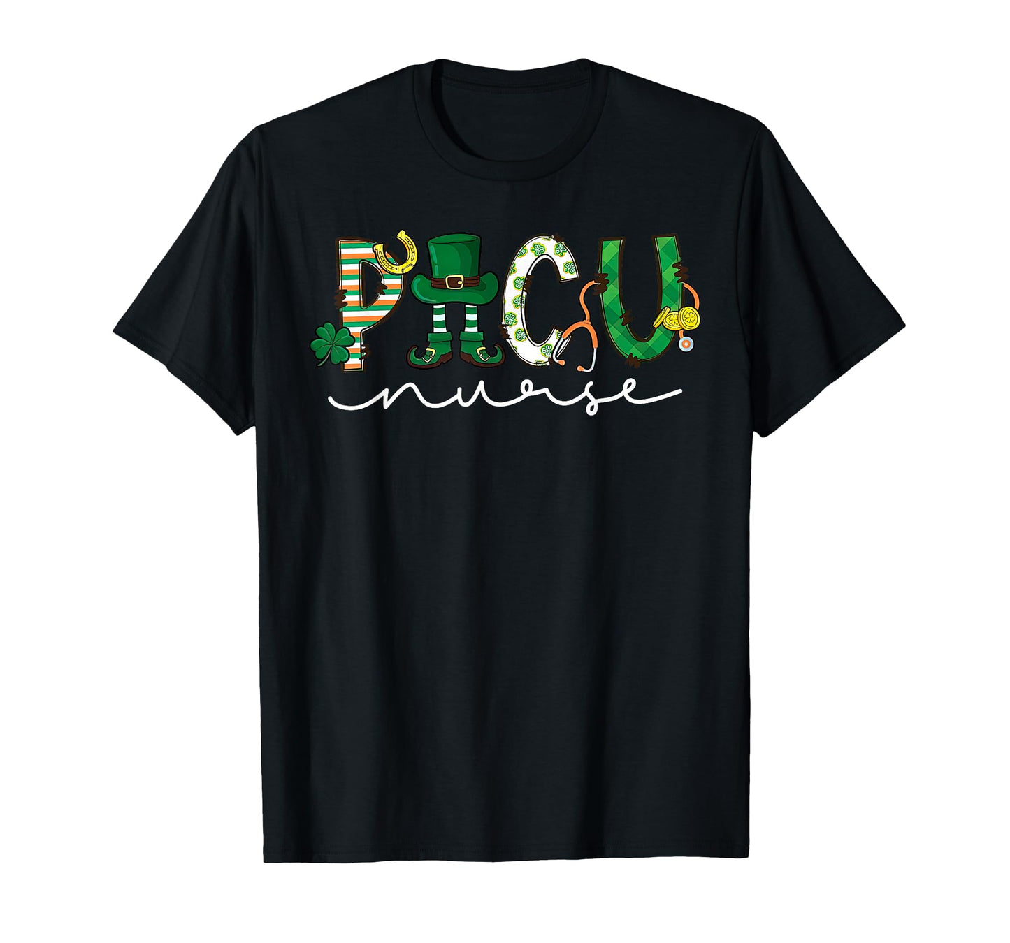 PICU Nurse Leprechaun St Patricks Day Pediatric ICU Nurse RN T-Shirt