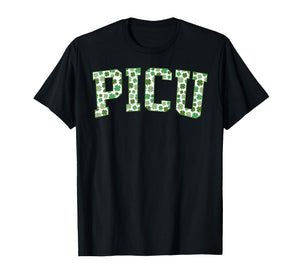 Retro PICU Nurse Shamrock St Patrick Day Pediatric ICU Nurse T-Shirt