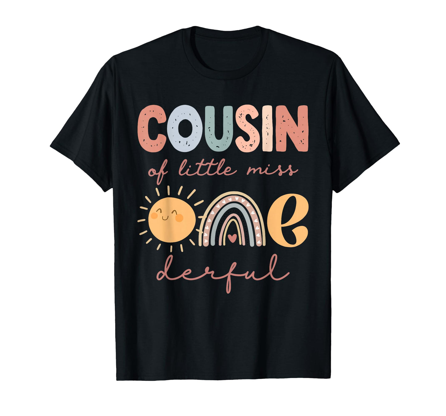Cousin of Little Miss Onederful First Birthday Boho Rainbow T-Shirt