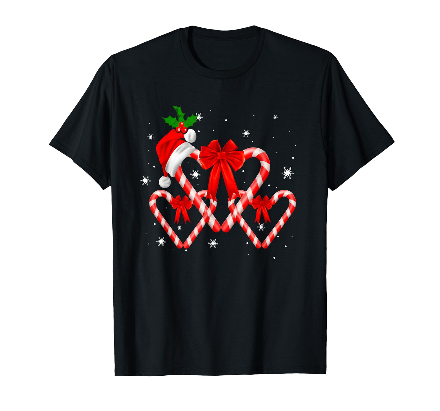 Red and White Candy Cane Santa Christmas Funny Xmas Lights T-Shirt