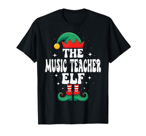 The Music Teacher Elf Funny Christmas Matching Family T-Shirt