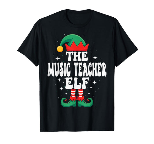 The Music Teacher Elf Funny Christmas Matching Family T-Shirt