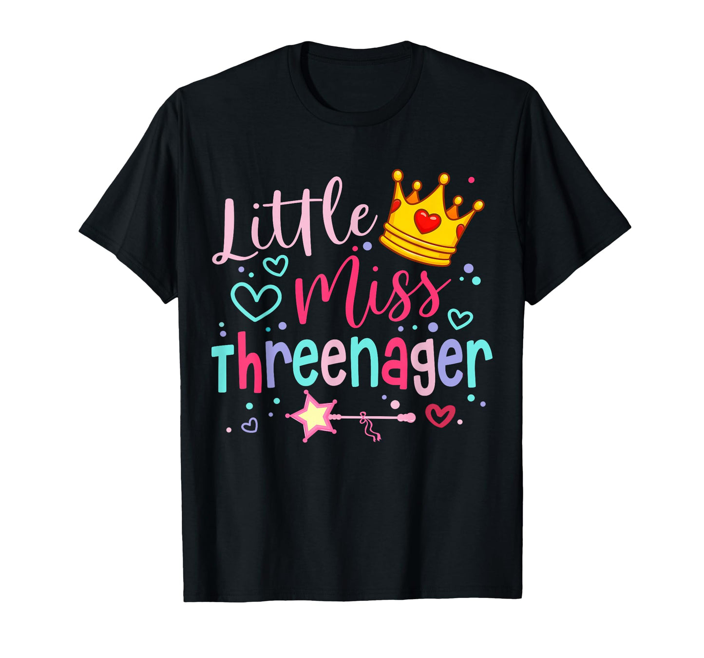 Funny Threenager Happy 3rd Bday Party Gifts 3 Years Old Girl T-Shirt
