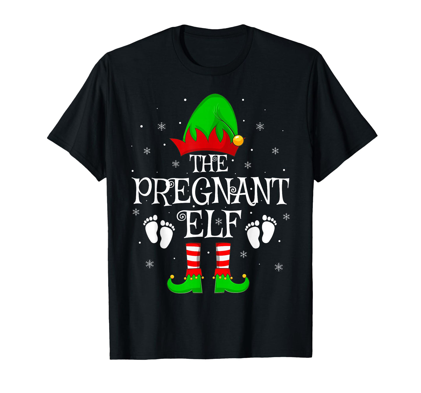 Pregnant Elf Christmas Family Matching Elf Squad Xmas Pajama T-Shirt