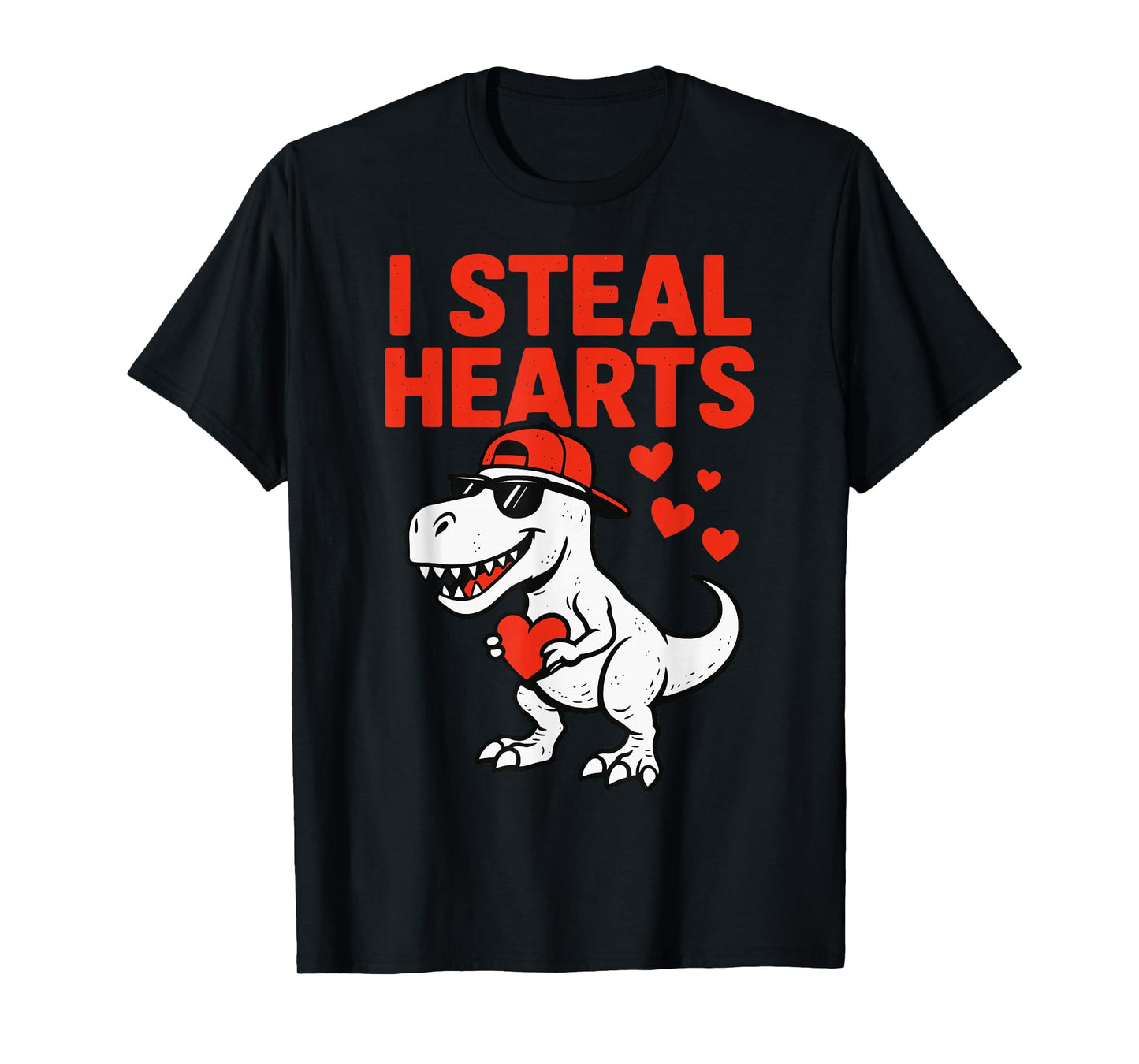 I Steal Hearts Trex Dino Baby Boy Valentines Toddler Kids T-Shirt