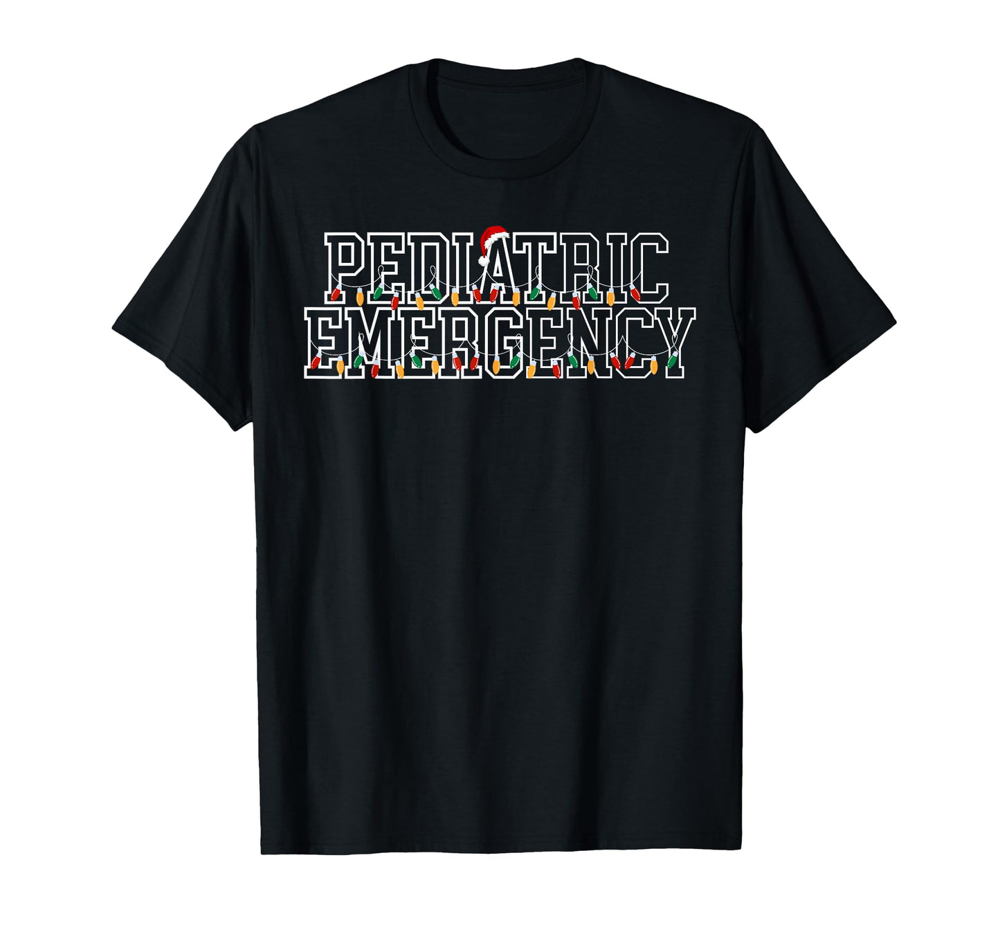 Pediatric Emergency Santa Hat Christmas Lights PEDS ER Nurse T-Shirt