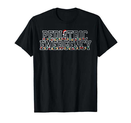 Pediatric Emergency Santa Hat Christmas Lights PEDS ER Nurse T-Shirt