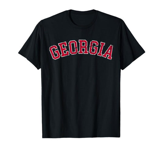 Georgia Vintage Athletic Sports Design Red Text T-Shirt