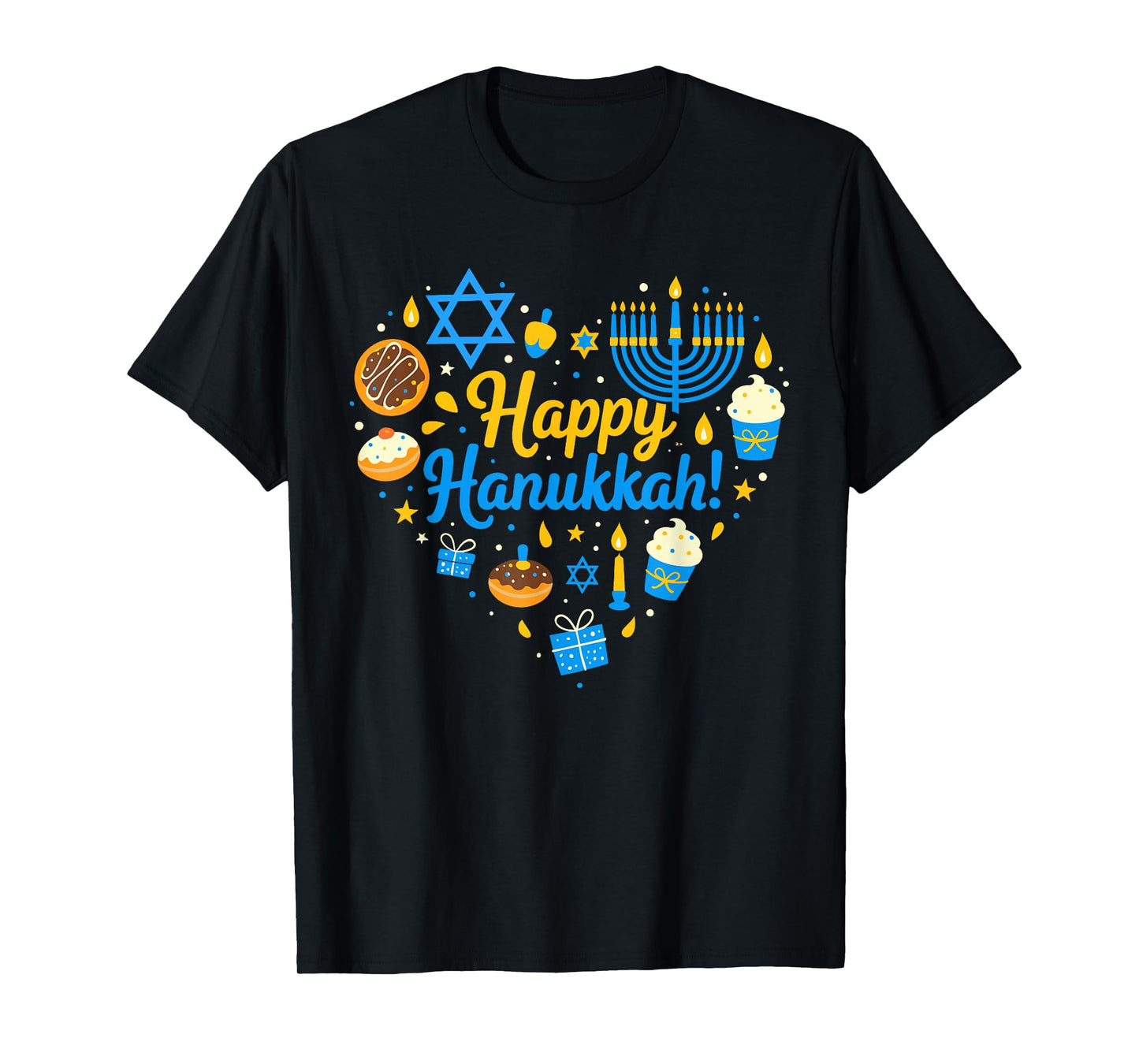 Happy Hanukkah Heart Dreidel Jewish Menorah Chanukah Pajamas T-Shirt