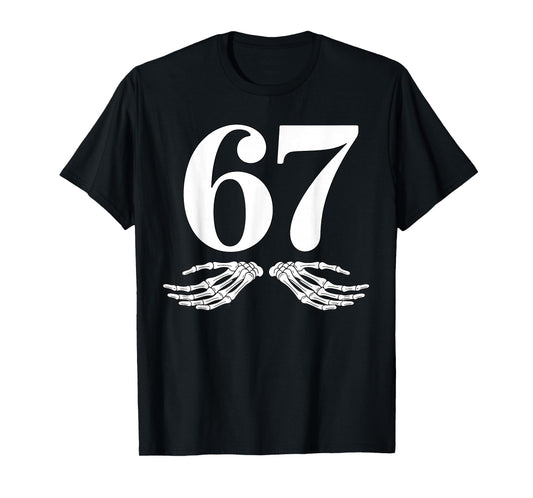 Six Seven 6 7 Meme 67 Skeleton Hand Halloween Costume T-Shirt