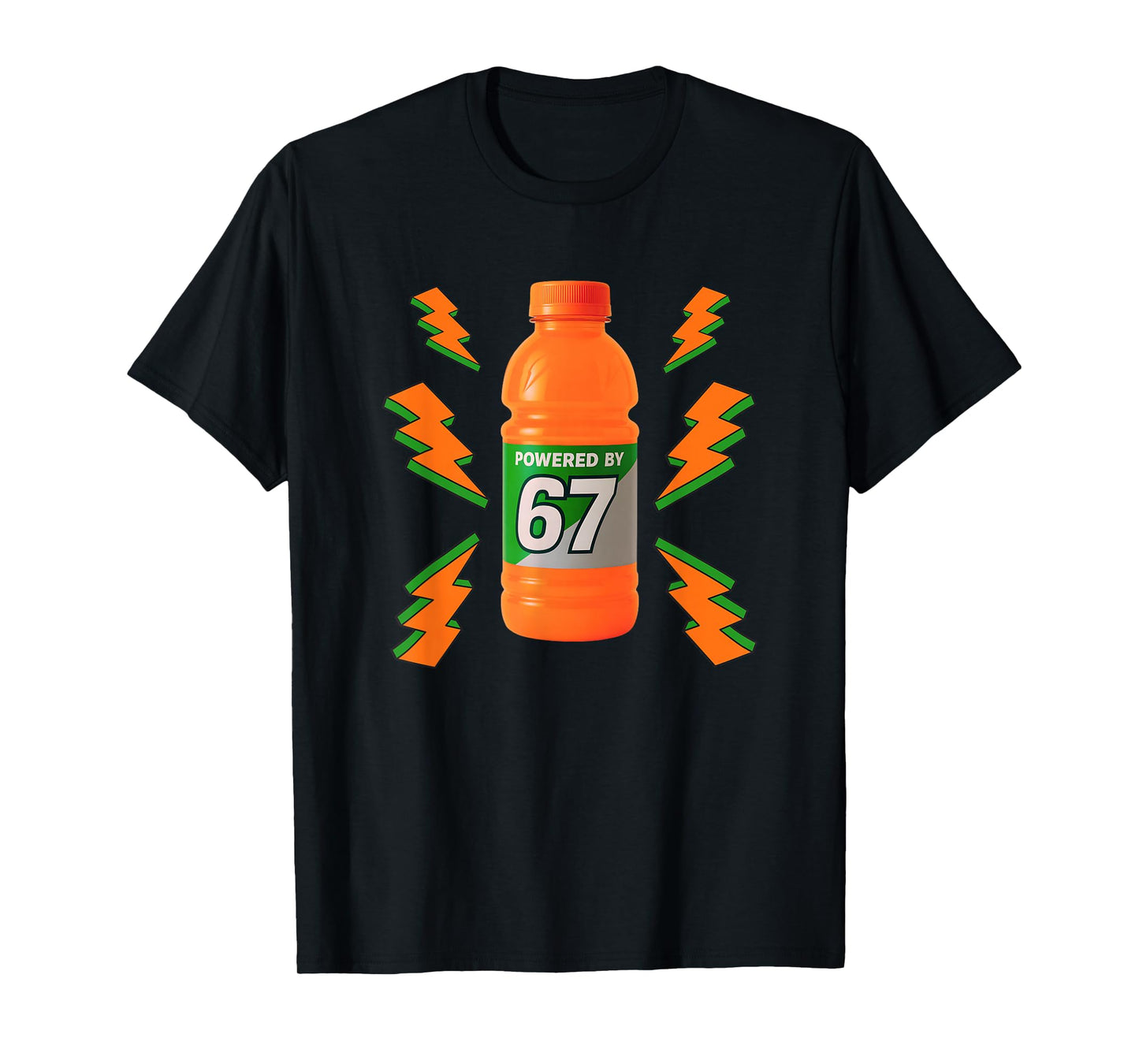 Powered by 67 Aura Energy Funny 6 7 Meme Six Seven Gen Alpha T-Shirt