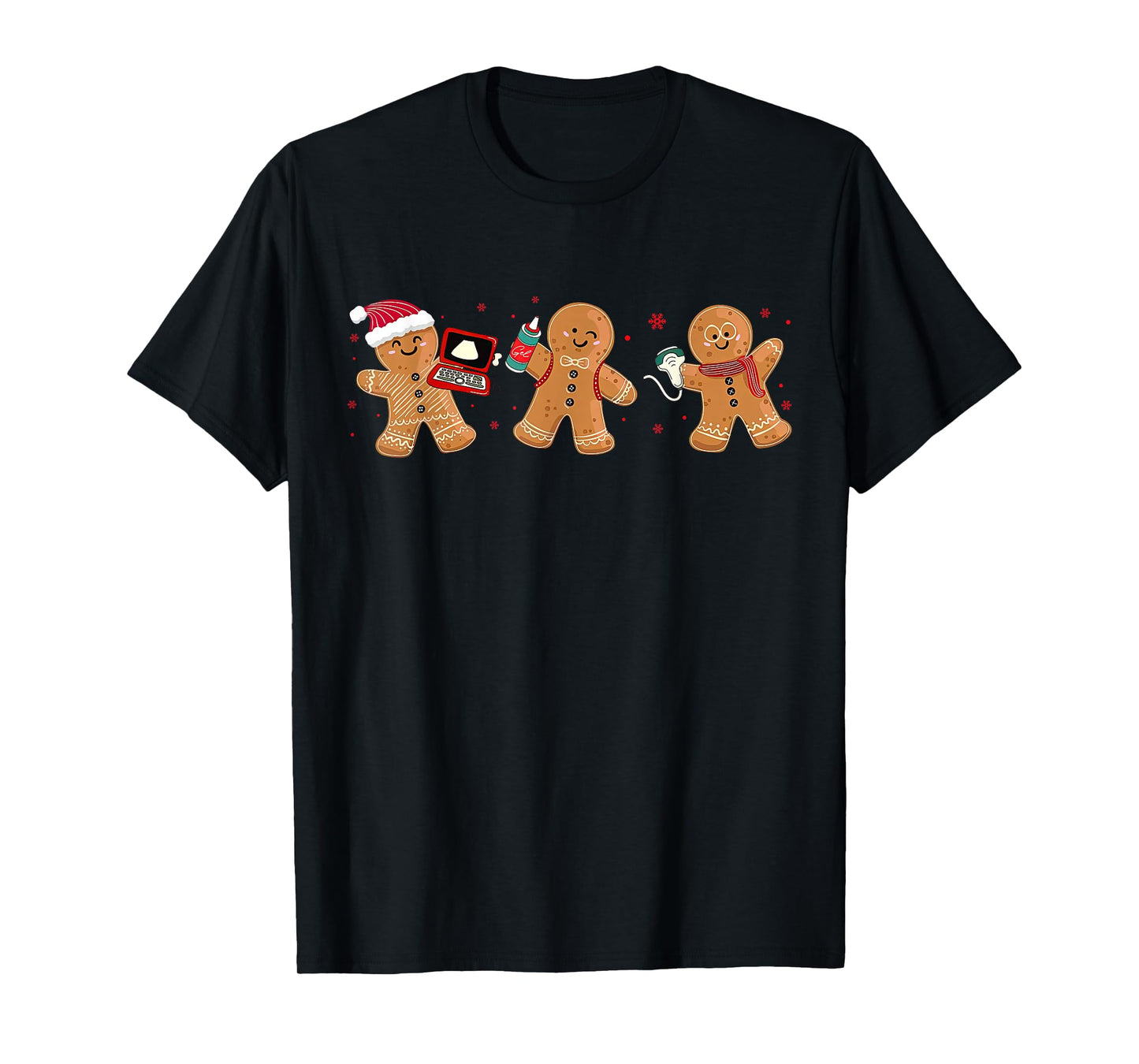 Gingerbread Sonographer Ultrasound Tech Christmas Cardiac T-Shirt