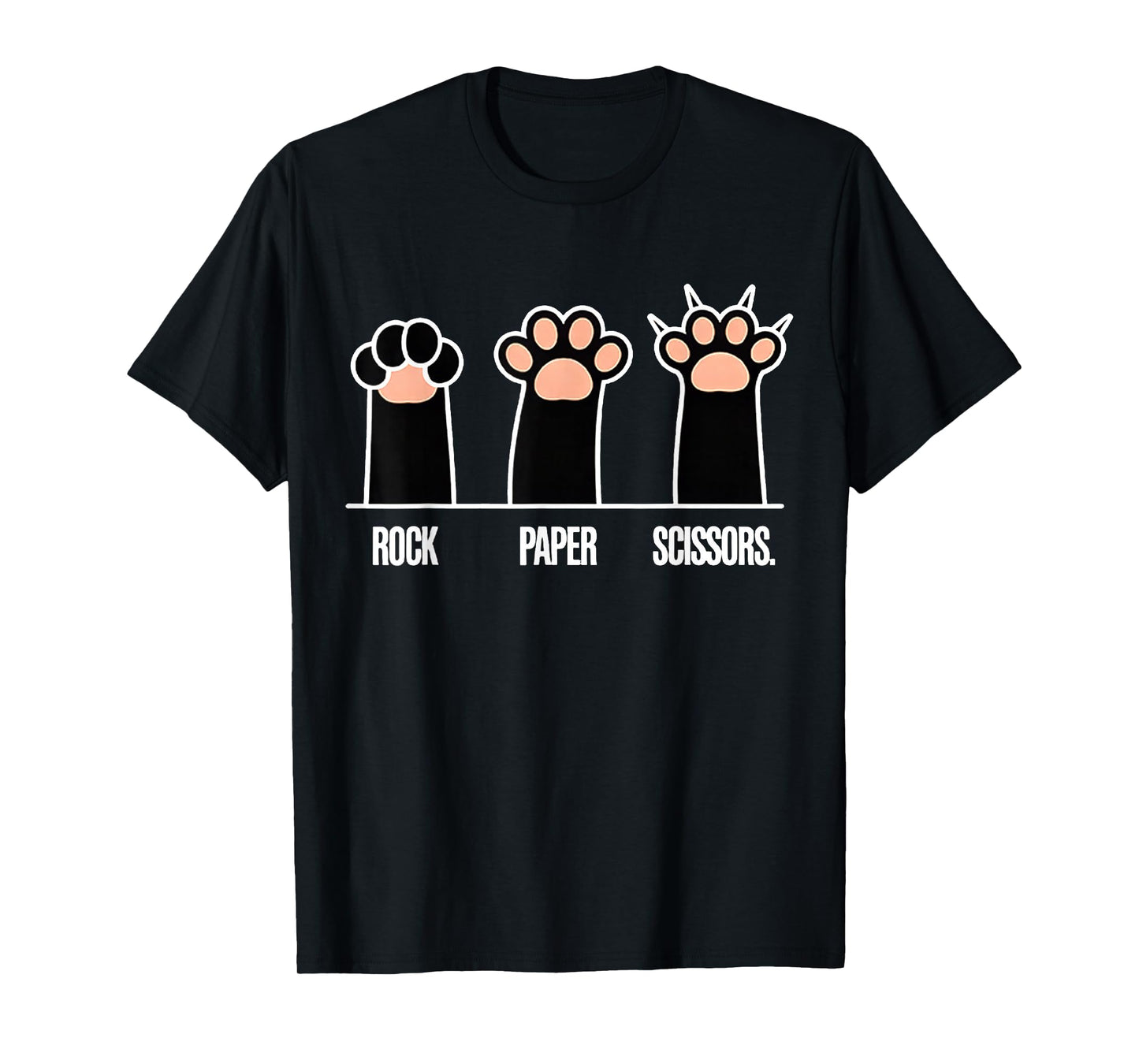 Rock Paper Scissors Hand Game Cute Pink Paw Cat T-Shirt
