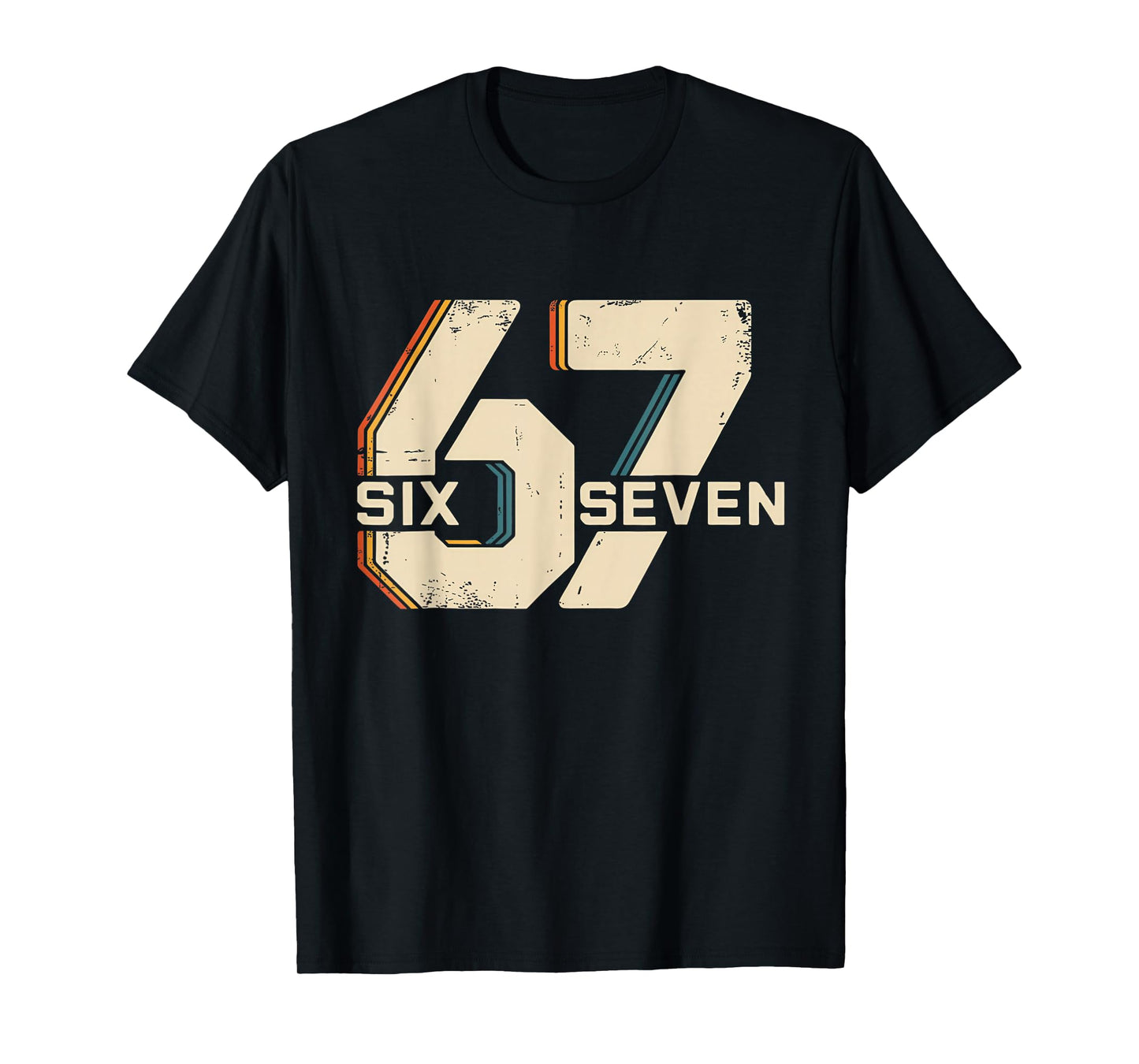 Retro 67 Six Seven 6 7 Number Vintage 67 Meme Men Women T-Shirt