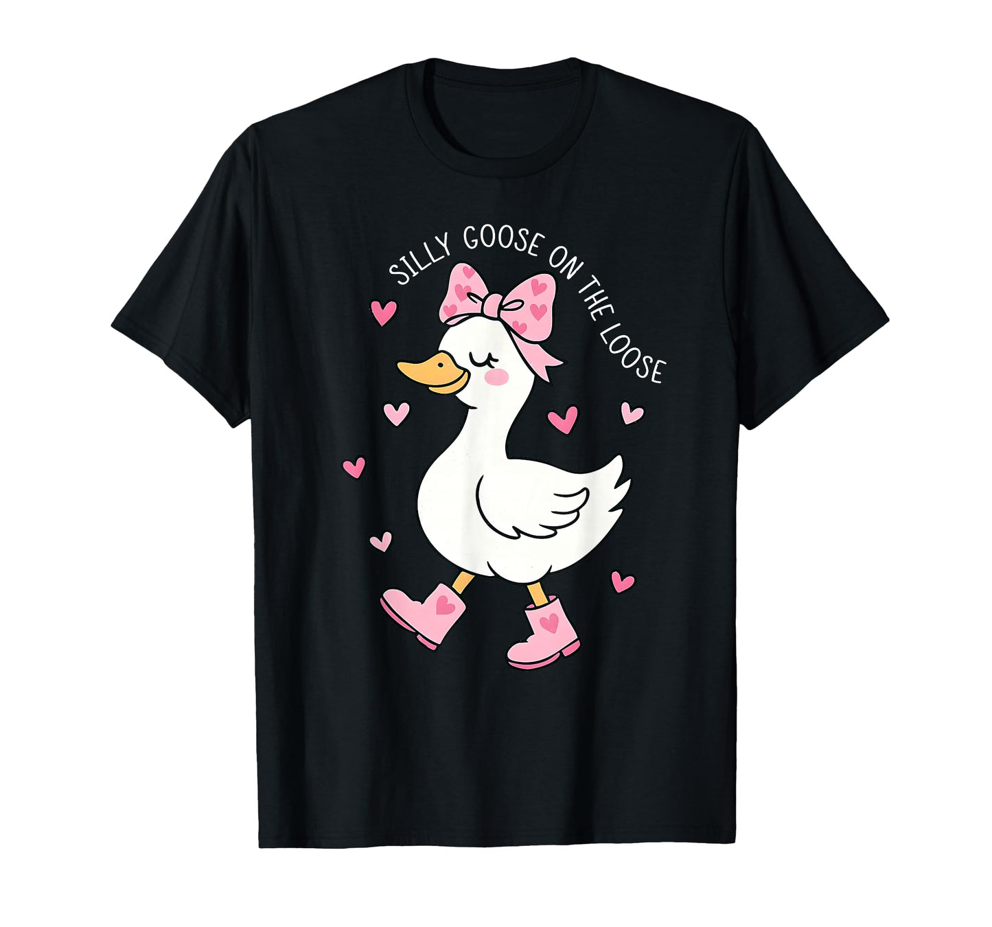 Valentine Silly Goose On The Loose Coquette Bow Girl Women T-Shirt