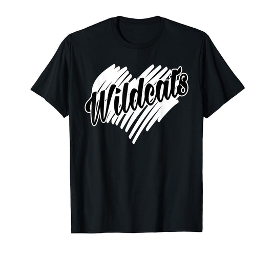 Wildcats Heart School Spirit Mascot Game Love Wildcat Pride T-Shirt