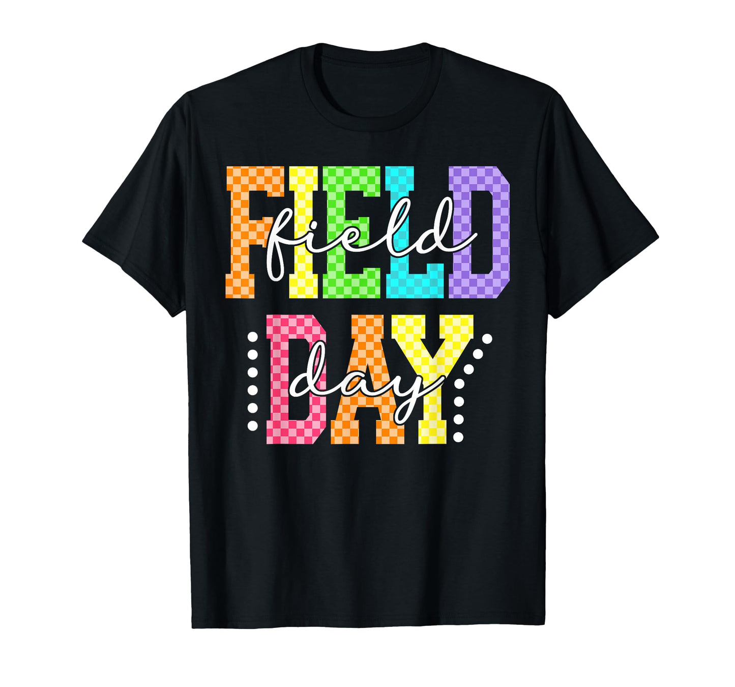 Happy School Field Day Teacher Boy Girl Kid Checkered T-Shirt