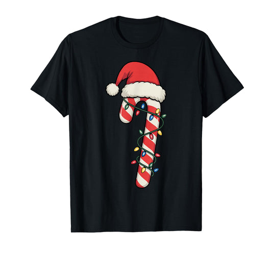 Santa Candy Cane Shirt Men Women Kids Boys Candy Cane Xmas T-Shirt