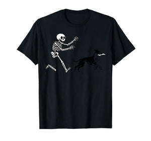 Funny Whippet Running Skeleton Halloween T-Shirt