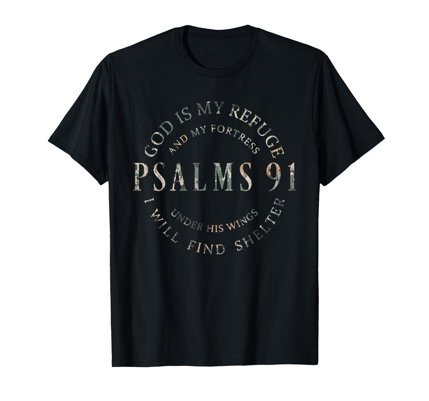 Vintage Camo Psalms 91 Christian Blessed Christ Jesus T-Shirt