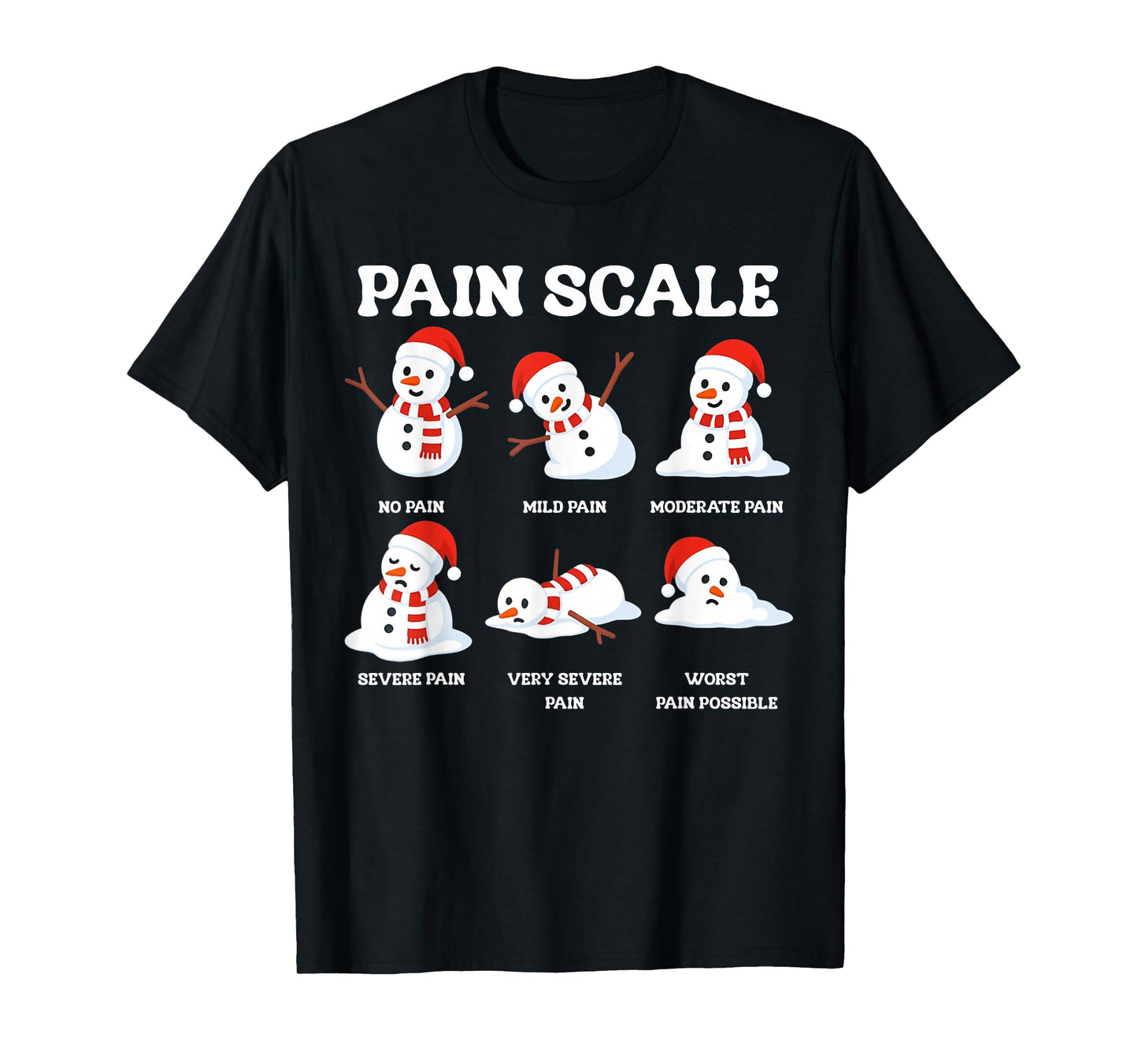 Pain Scale Snowman Nurse Christmas Xmas Snow Pajamas Holiday T-Shirt