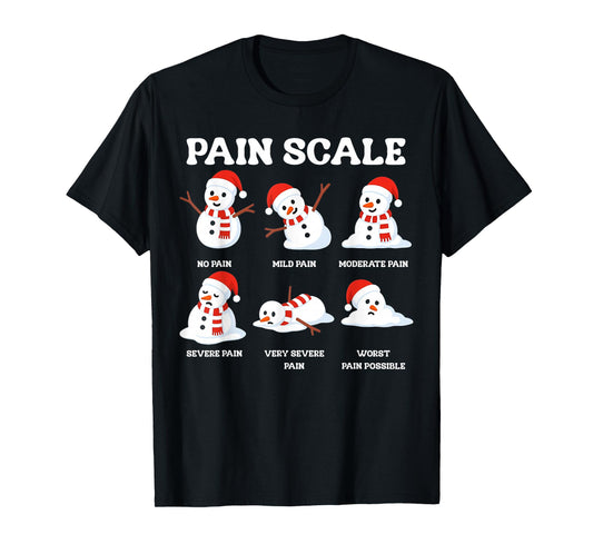 Pain Scale Snowman Nurse Christmas Xmas Snow Pajamas Holiday T-Shirt