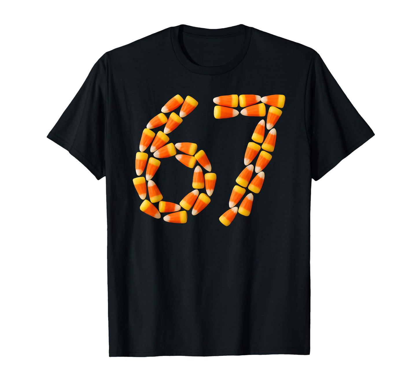 Six Seven Candy Corn Sweet Halloween Number 67 Design T-Shirt