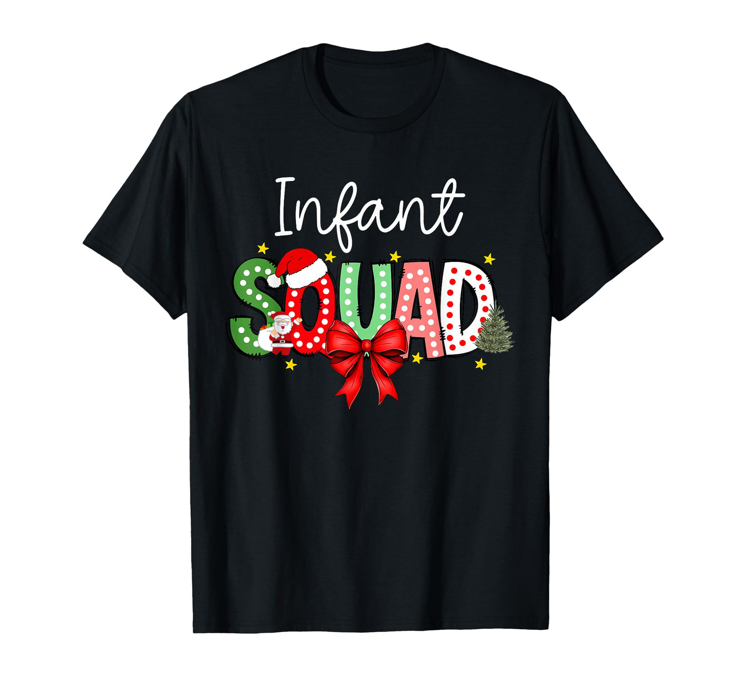 Coquette Bow Christmas Infant Squad Daycare Provider Teacher T-Shirt