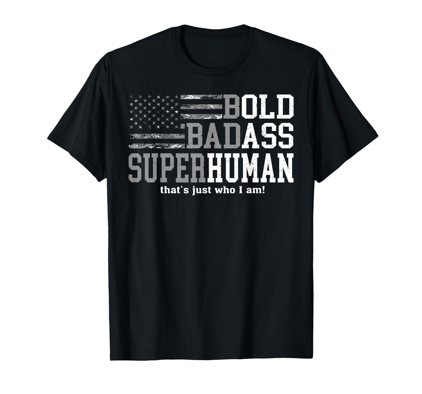 Vintage Bold Badass-Superhuman I Am Fathers Day USA Flag T-Shirt
