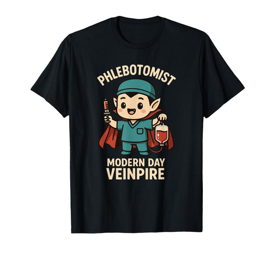 Funny Phlebotomy Vampire Pun Nurse Veinpire Phlebotomists T-Shirt