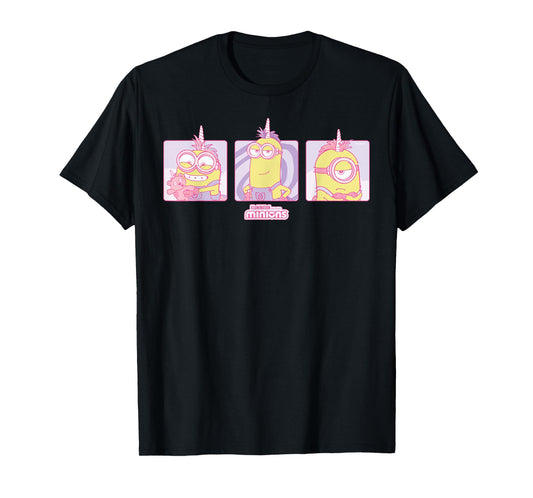 Minions Pastel Unicorn Grid T-Shirt