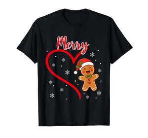 Merry Christmas Gingerbread Couple Christmas Pajama Matching T-Shirt