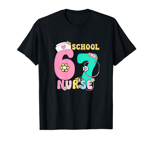 67 Meme Funny School Nurse Pastel Retro Design T-Shirt