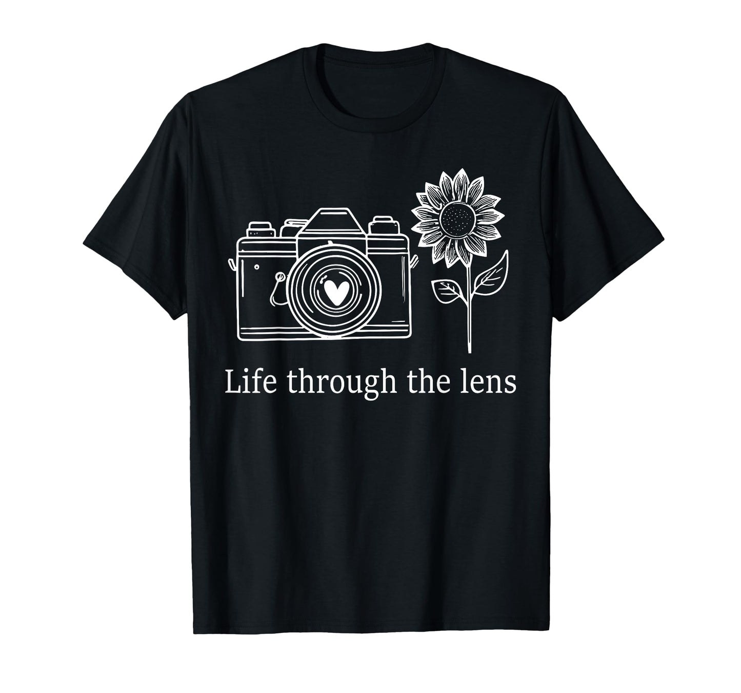 Womens Photographer Life Through Lens Flowers Photography T-Shirt