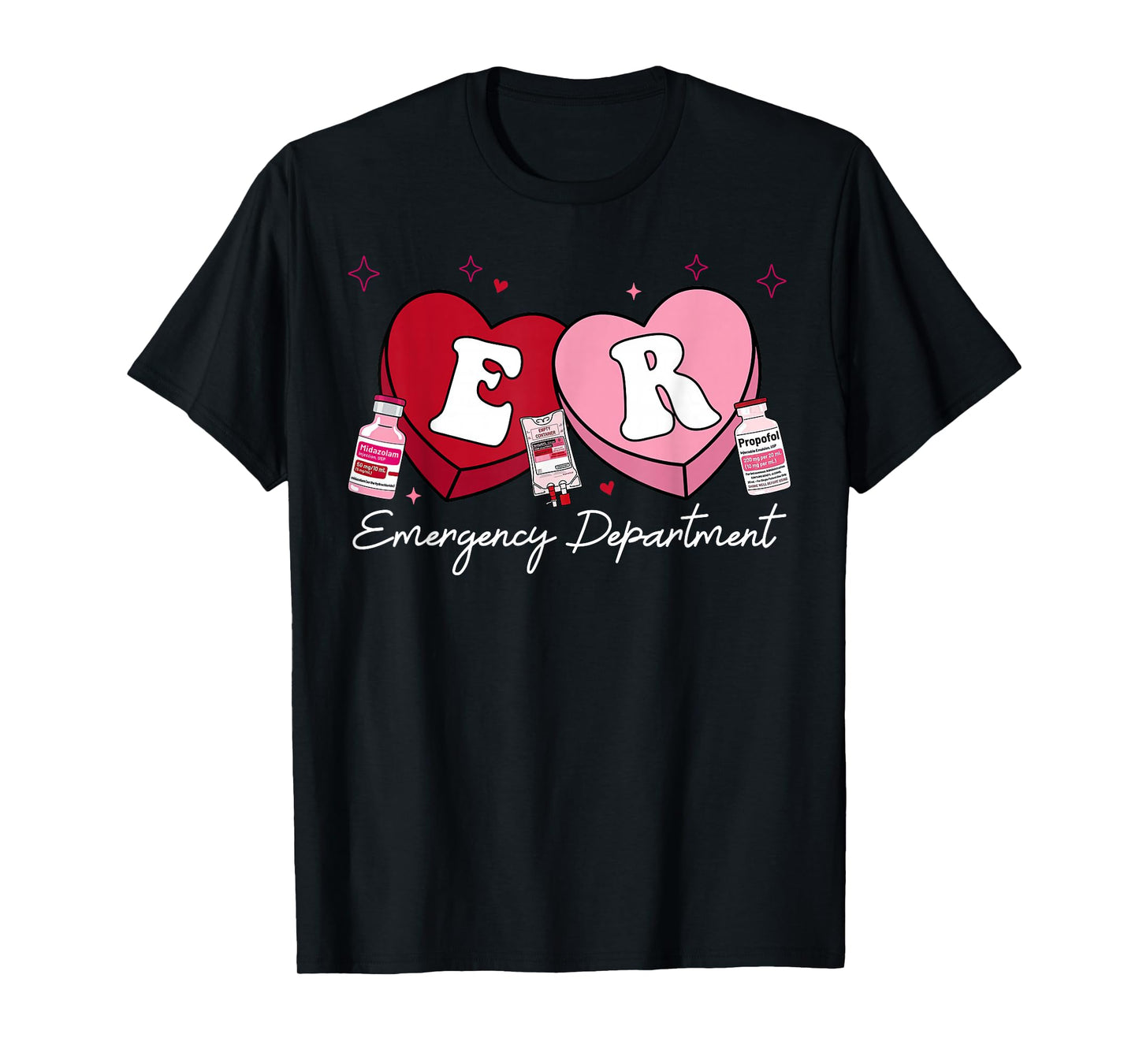 Emergency Department Candy Heart Valentine Day ER Nurse T-Shirt