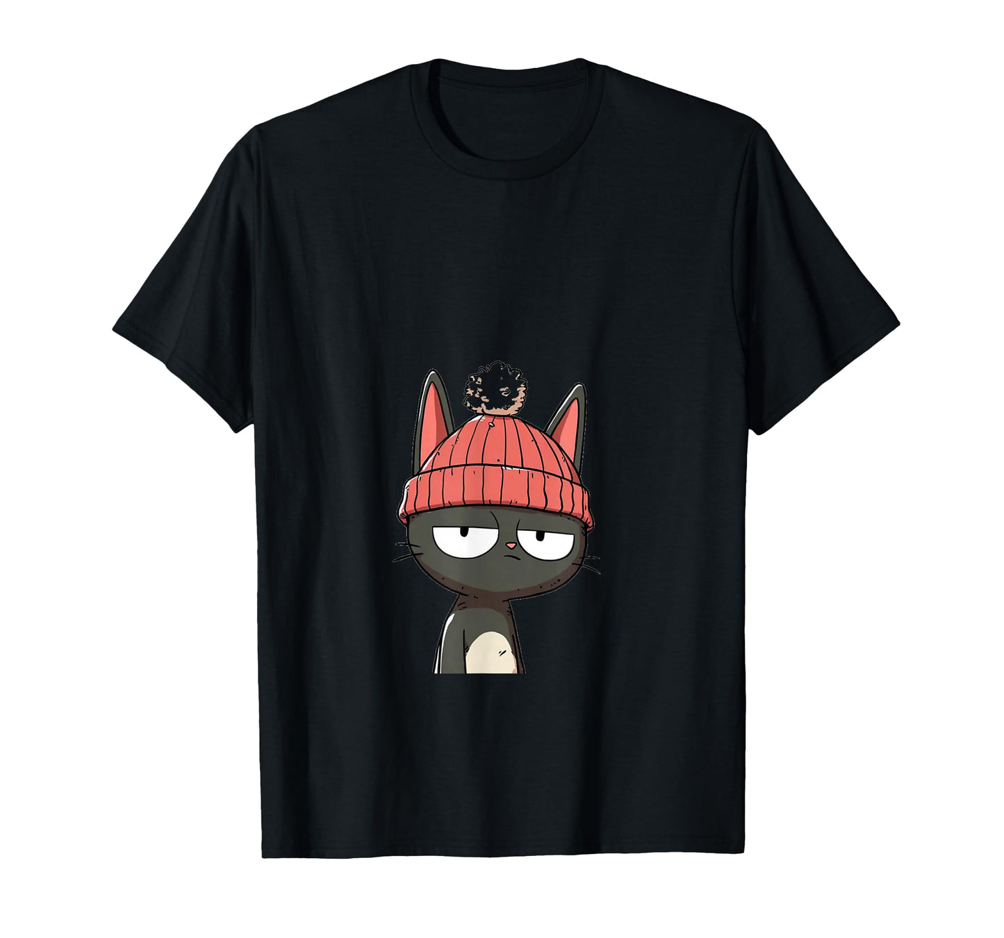 Beanie Cat with Ear Notch T-Shirt