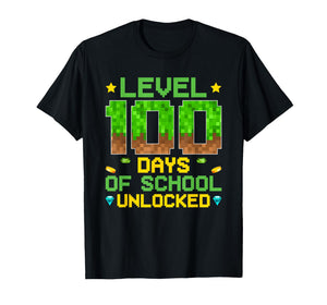 Level 100 Days of School Unlocked Pixel Video Games Boys T-Shirt