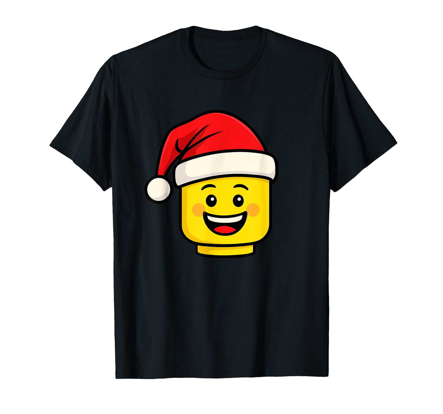 Christmas Building Bricks Head with Santa Hat Master Builder T-Shirt