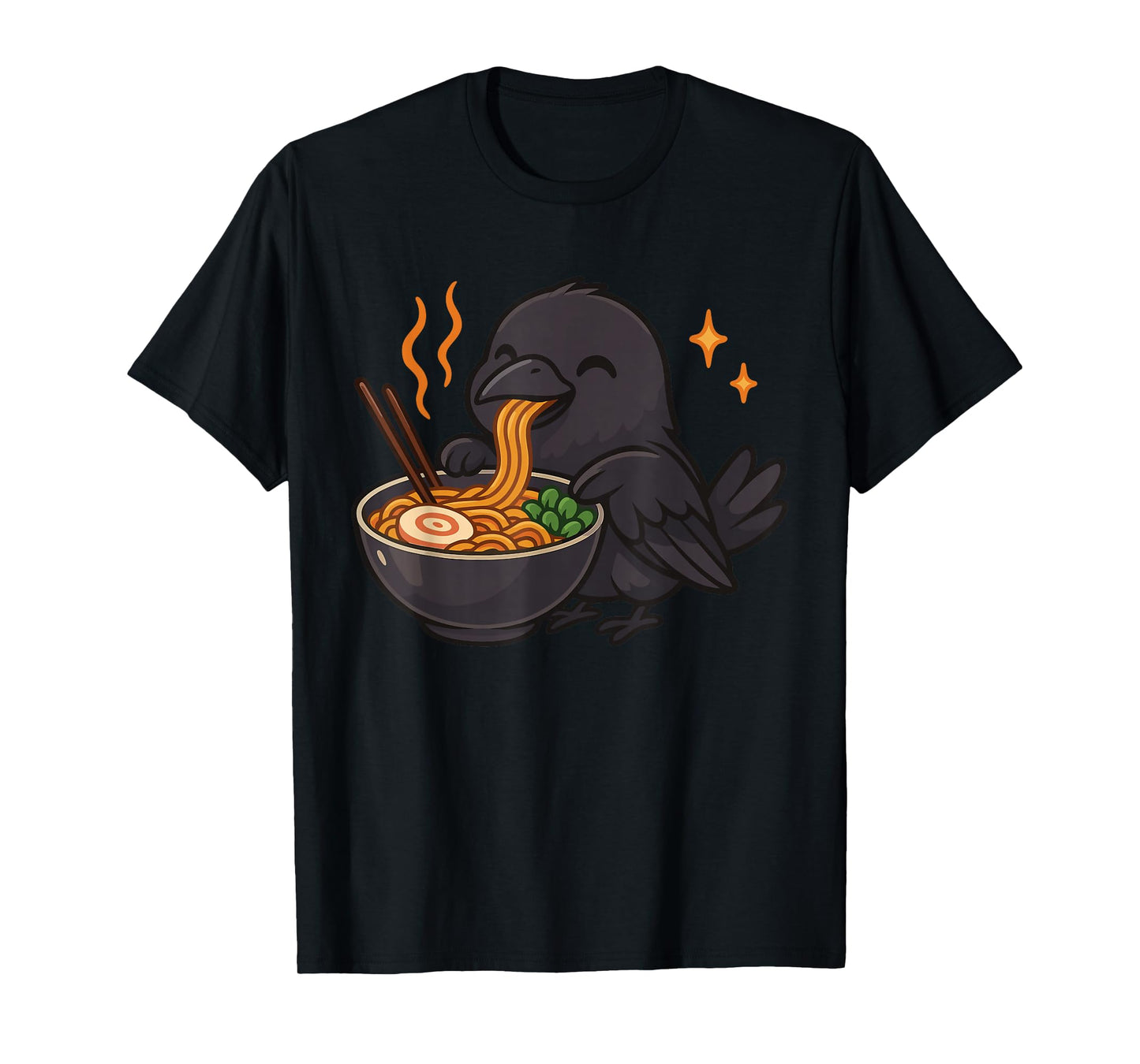 Raven with Noodles Ramen Kawaii Raven T-Shirt