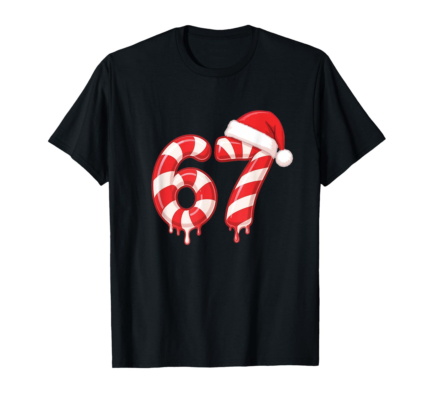 Melting Candy Cane 67 Christmas Design, Santa Hat Holiday T-Shirt
