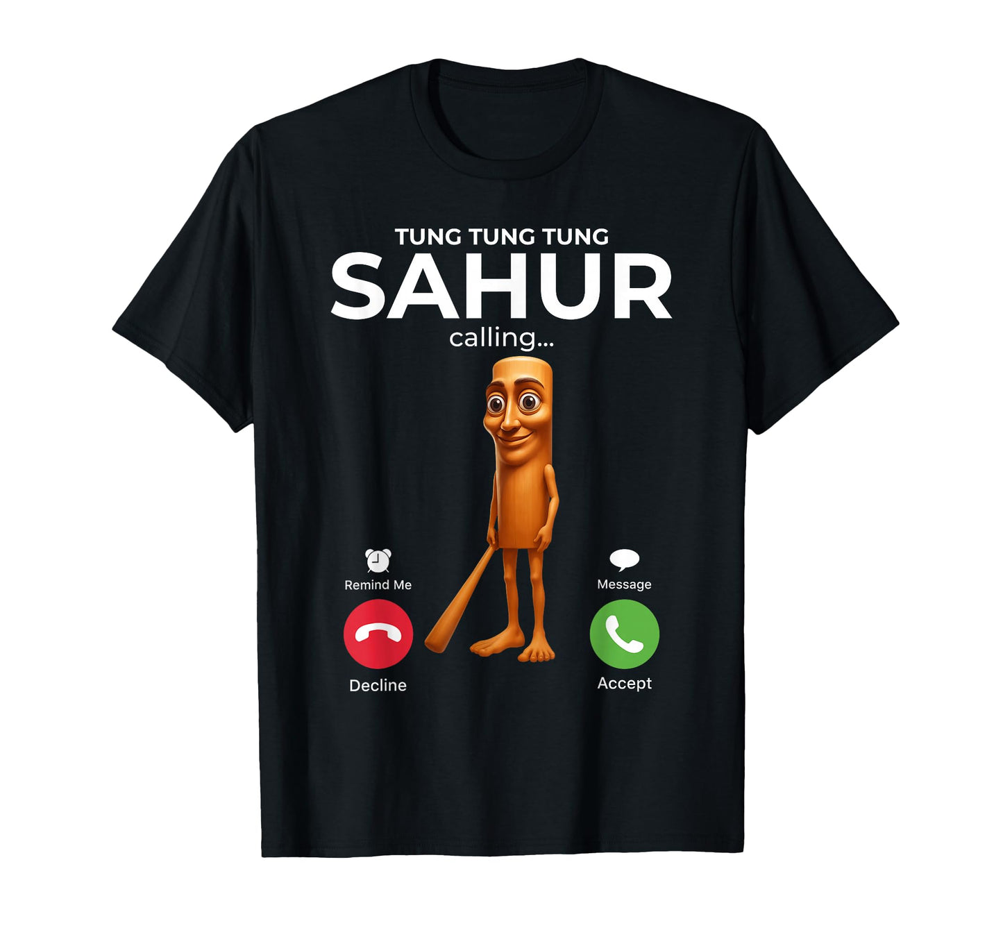 Tung Sahur Calling Funny Fishing Brainrot Joke Boys Kid Meme T-Shirt