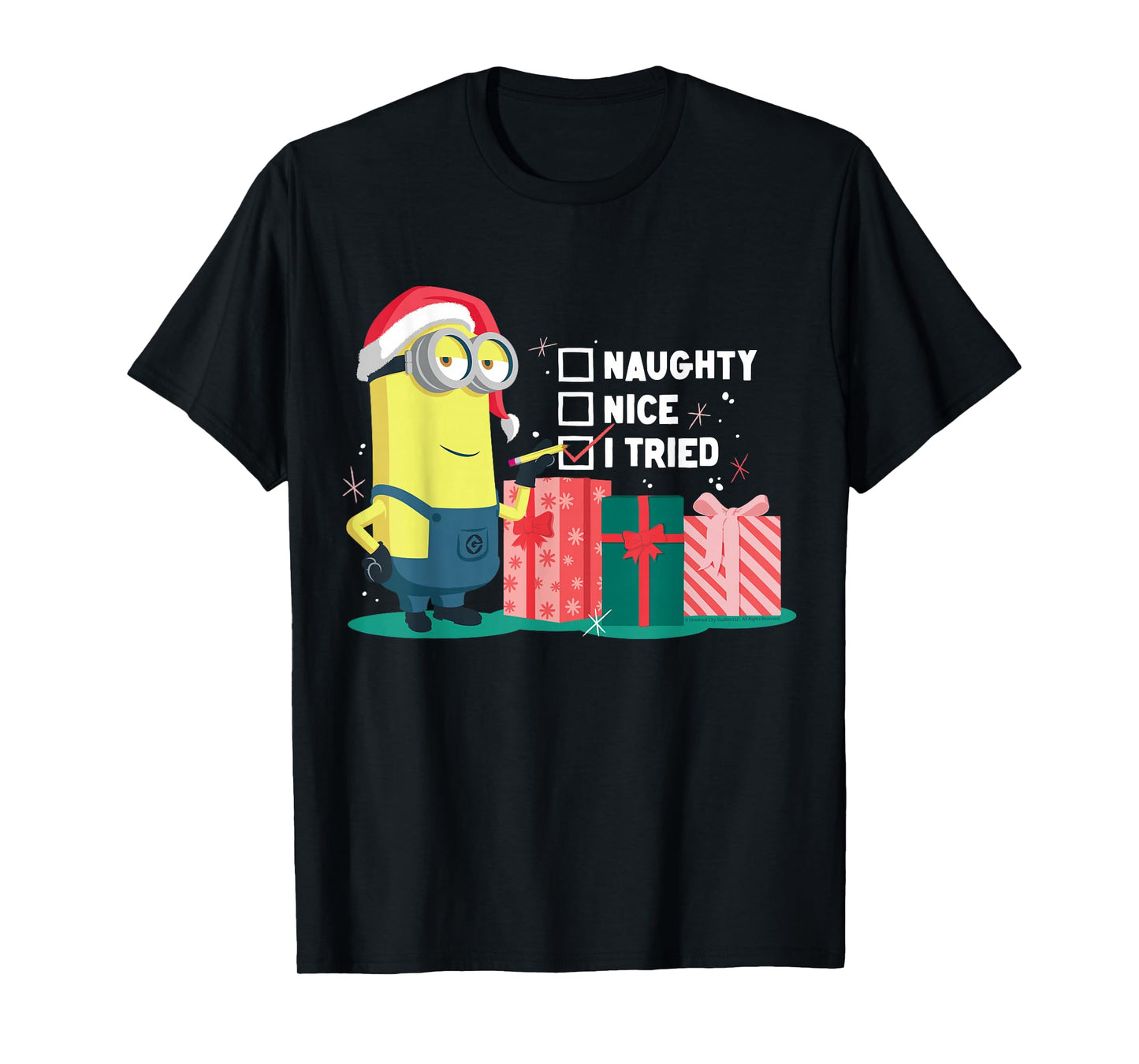 Naughty Nice I Tried Minion Christmas Humor T-Shirt